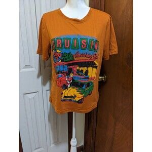 Shein Cruisin' Burger City Diner Graphic T-shirt Terracotta Orange Size Medium
